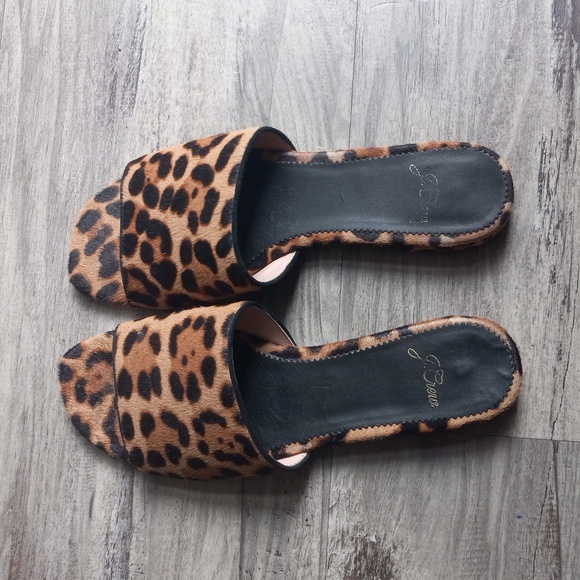 J. CREW Abbie slide sandals in leopard calf hair Women's Size 7 - Picture 4 of 13